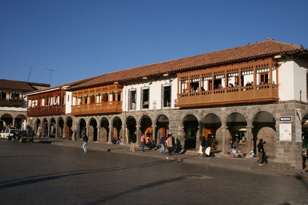 Cusco plaza de Armas - zicht op ons logement