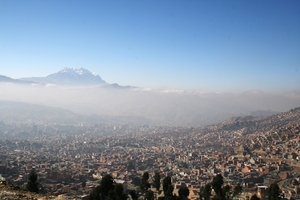 Zicht op La Paz in de vroege ochtend