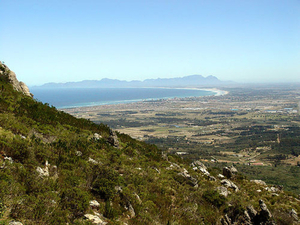 uitzicht Sir Lowry's Pass over False Bay