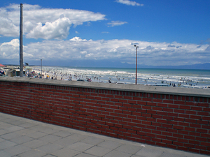 trein-langs strand van Muizenberg