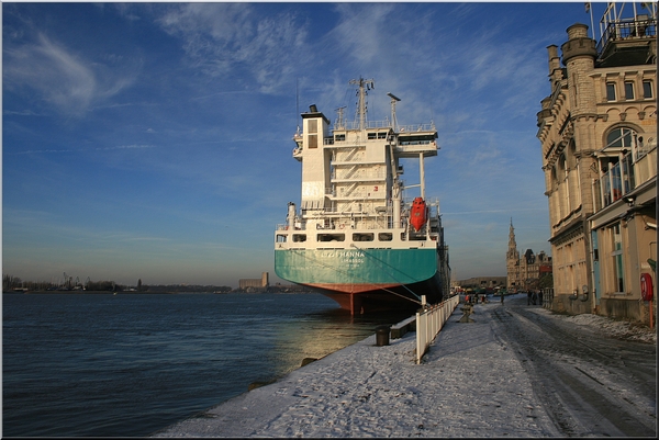 winter,sneeuw,antwerpen,boot,water,lucht,wolken,architectuur