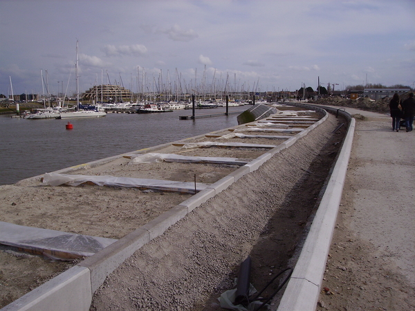 Bedding voor doortrekking promenade