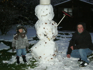 hier staat hij dan onze sneeuwman