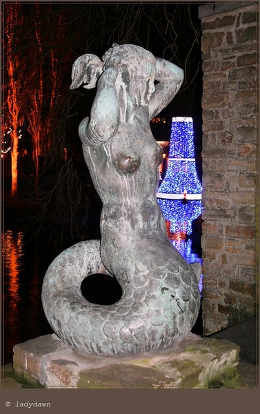 meermin met kerst verlichting