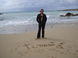 Mijn naam in het Cypriotische zand gschreven...