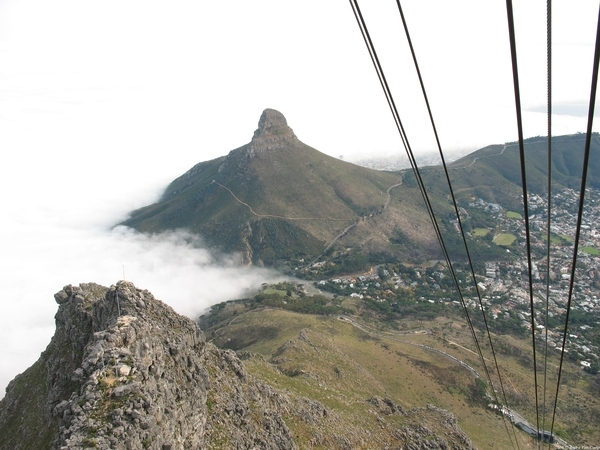 Vanuit de kabelbaan zicht op Lions Head