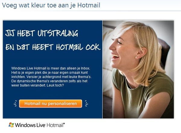 Hotmail in kleur.....leuk en moderner.....