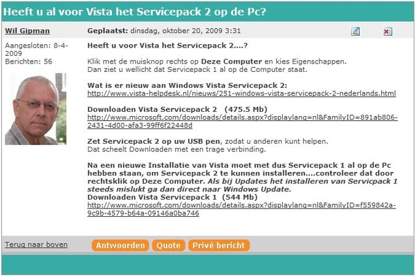 ServicePack 1 en 2 voor Vista