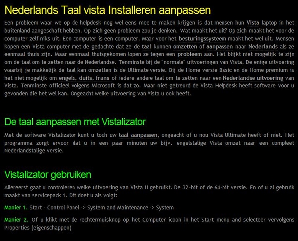 Andere Taal instellen in Vista