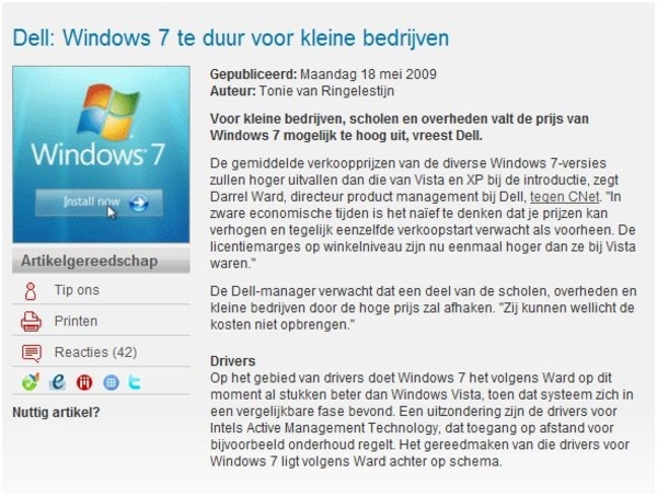 Dell  Windows 7 te duur voor kleine bedrijven