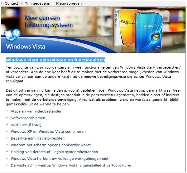 Windows Vista oplossingen en functionaliteit