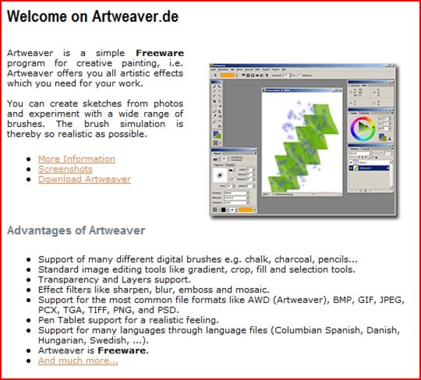 Artweaver een gratis teken programma