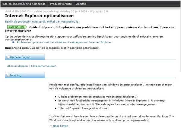 Internet Explorer 7 optimaliseren