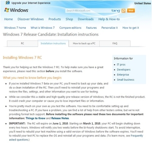 Installing Windows 7 RC