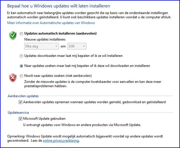 Zelf weten of bepalen welke updates binnen komen