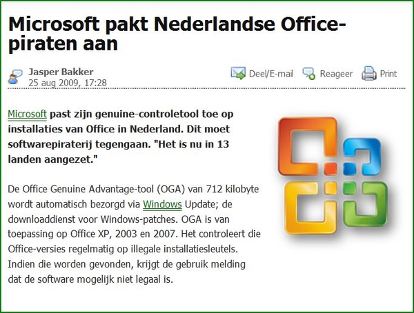 Office piraten.......heeft u wel een legale versie?