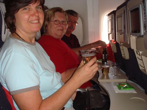 Champagne op het vliegtuig