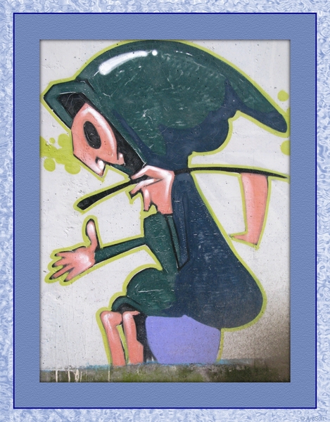 Graffiti met blauwe kader