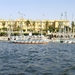 Felucca's, motorboats in front of famous 