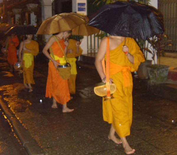In de regen