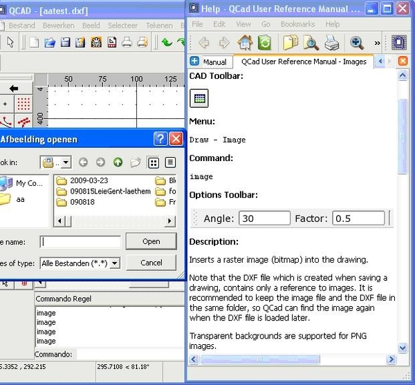QCAD does not what HELP says