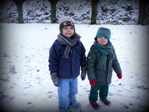 Broertjes in de sneeuw