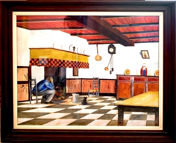 Guache op papier.Kader_59x49_papier glas guache