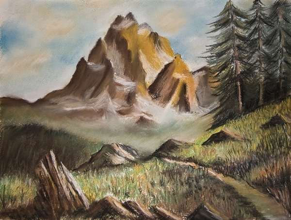 Softpastel. Bergwereld 40x50cm