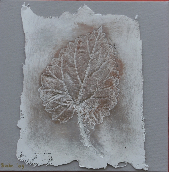 gipsafdruk blad bieke's creaties 2009