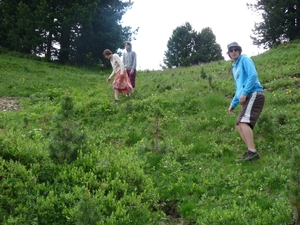 2009_07_09 025 Sellajoch (Passo Sella) - Mieke, Benno, Otto tijde