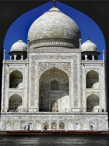 india  agra taj mahal seen from the rightside mosk