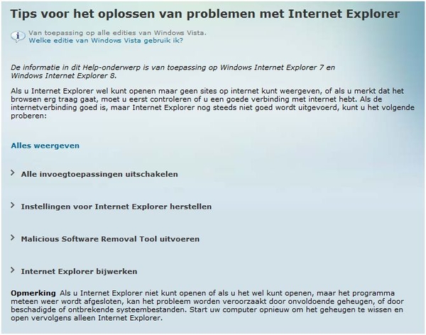 Tips voor Internet Explorer 7 en 8