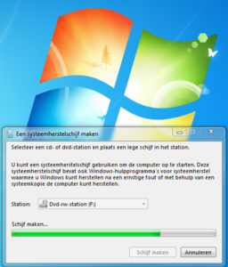 Systeem herstel schijf maken in Windows 7