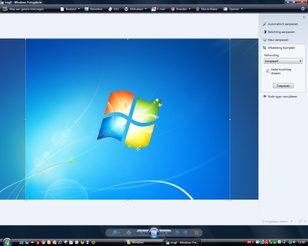 Wallpaper bijsnijden in Windows Fotogalerie