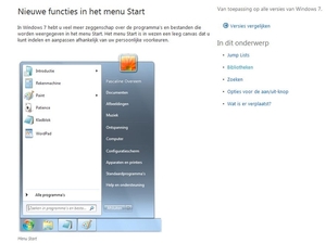 Menu start in Windows 7 verkennen.