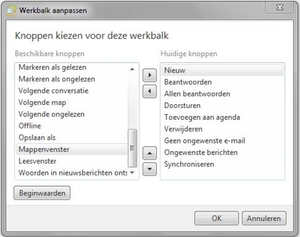 Knoppen kiezen in Windows Live Mail