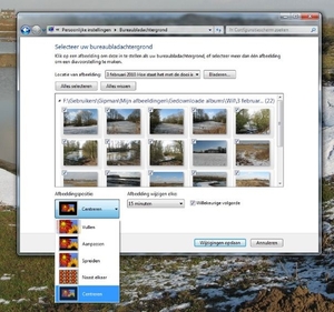 Spreiden kiezen bij Persoonlijke instellingen - Bureaubladachterg