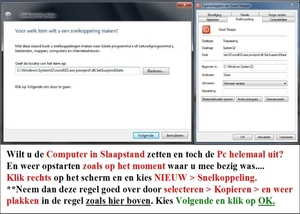 Slaapstand met 1 klik in XP - VISTA - WINDOWS 7