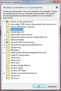 Windows 7 Onderdelen in of uitschakelen.