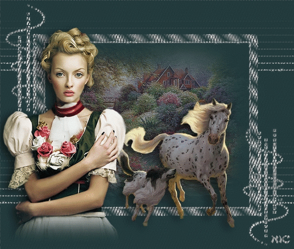 meisje met paard en hond