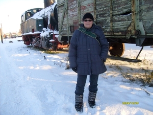 poseren voor de oude trein