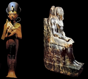 B  Egyptisch museum   Oesjepti - mummie-dienstmeid en  Chefren bo