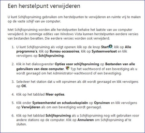 Een herstelpunt verwijderen in Vista