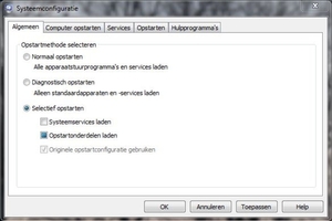 Msconfig Algemeen voorbeeld