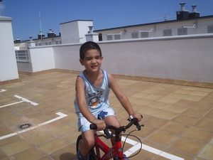 Michael op fiets