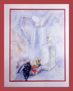 NUMMER  2.  KAN MET DRUIVEN  40 X 50 CM   AQUAREL