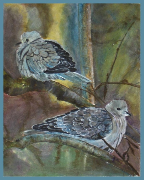 NUMMER 3.  DUIFJES   40 X 50 CM  ACRYL