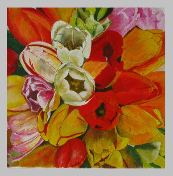 NUMMER 8.  TULPENPRACHT     40 X 50 CM    ACRYL 