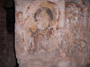 Middeleeuwse Christus Pancreator in de crypte van S. Cecilia.