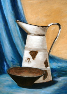 Stilleven met schotel en kan